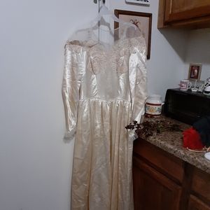 Vintage custom wedding dress satin and lace